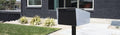 Modern Post Mount Mailbox with Post – Mid Century Retro Design, Weather-Resistant Metal Mailbox for Contemporary Homes (Black/White)