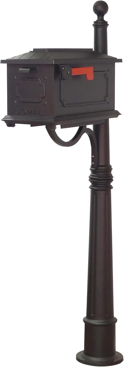 Special Lite Kingston Curbside Mailbox with Ashland Post - Black Mailbox with Aluminum Post - SCK-1017_SPK-600-BLK