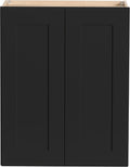 Solid Wood Wall-Mounted Medicine Cabinet, Kitchen Wall - Cabinet, Bathroom Cabinet Wall Mounted with Adjustable Shelves, 2 Doors Wall Calbinet (Charcoal Black, 24' W x 36' H x 12' D)