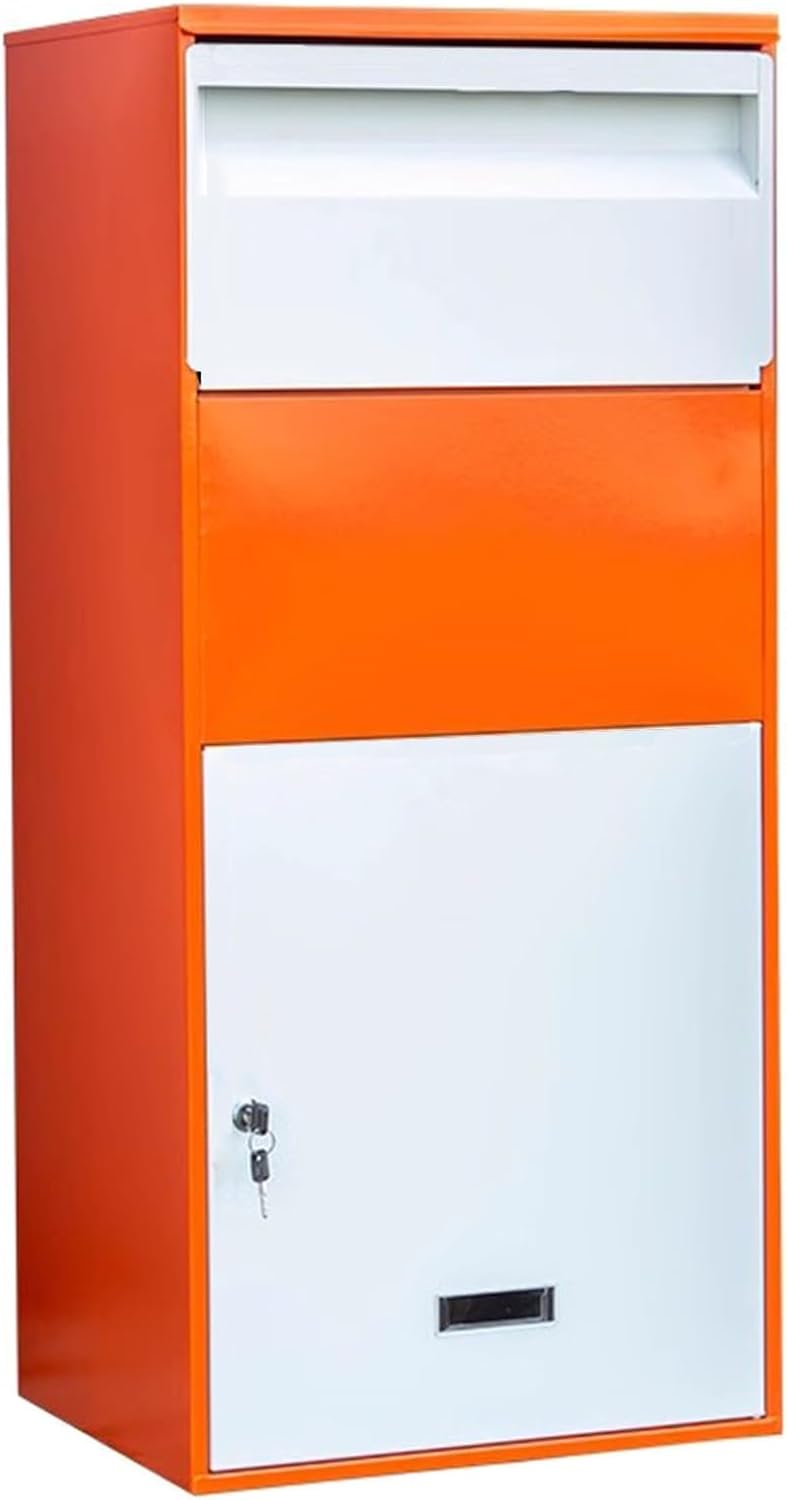 Mail Boxes for House Outside, Mailboxes for Outside With Post, Large Mailbox, Mailbox with Post, Metal Mailbox, Post Mount Mailbox, Large Package Delivery, Parcel Mail Steel Drop Box(Orange,Large)