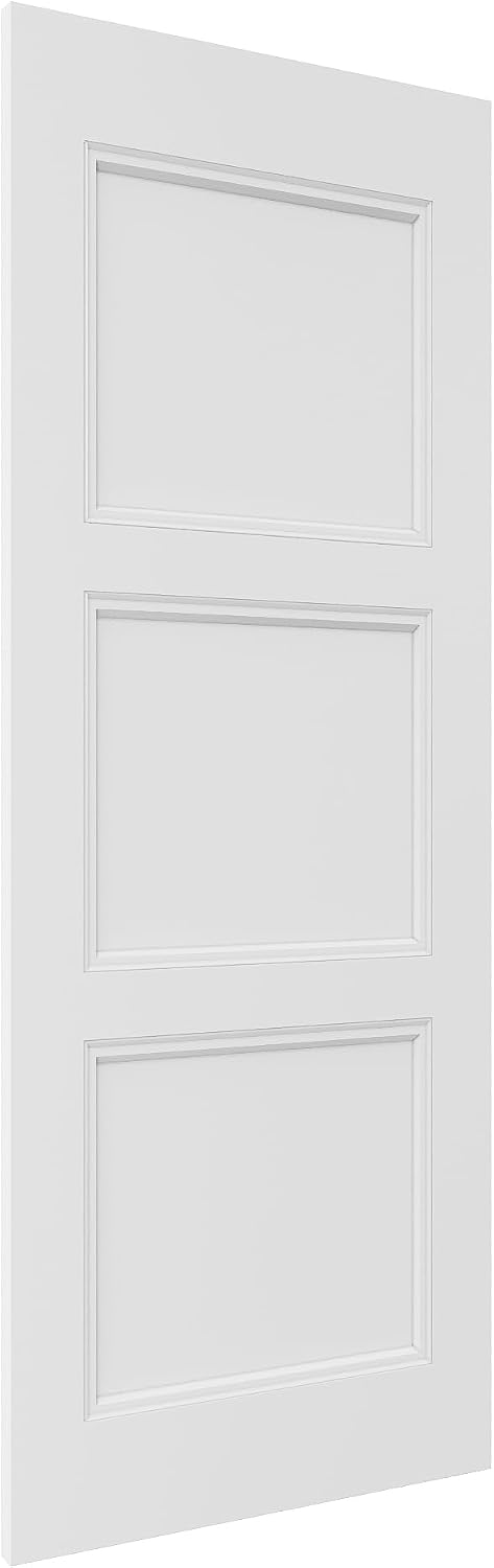 WINSTELLAR 32 x 80 3-Panel Molded Slab Doors Interior, Solid Core Bedroom Doors for Home, Closet, Bathroom, Pantry as Prehung, Pocket, French, Barn Door Slab, Paintable White Door Panel Swing Shaker
