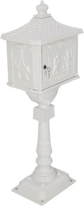 Mailboxes for Outside with Post,Mailbox Cast Aluminum Mail Box Postal Box Security Heavy Duty New (Aluminium+White)