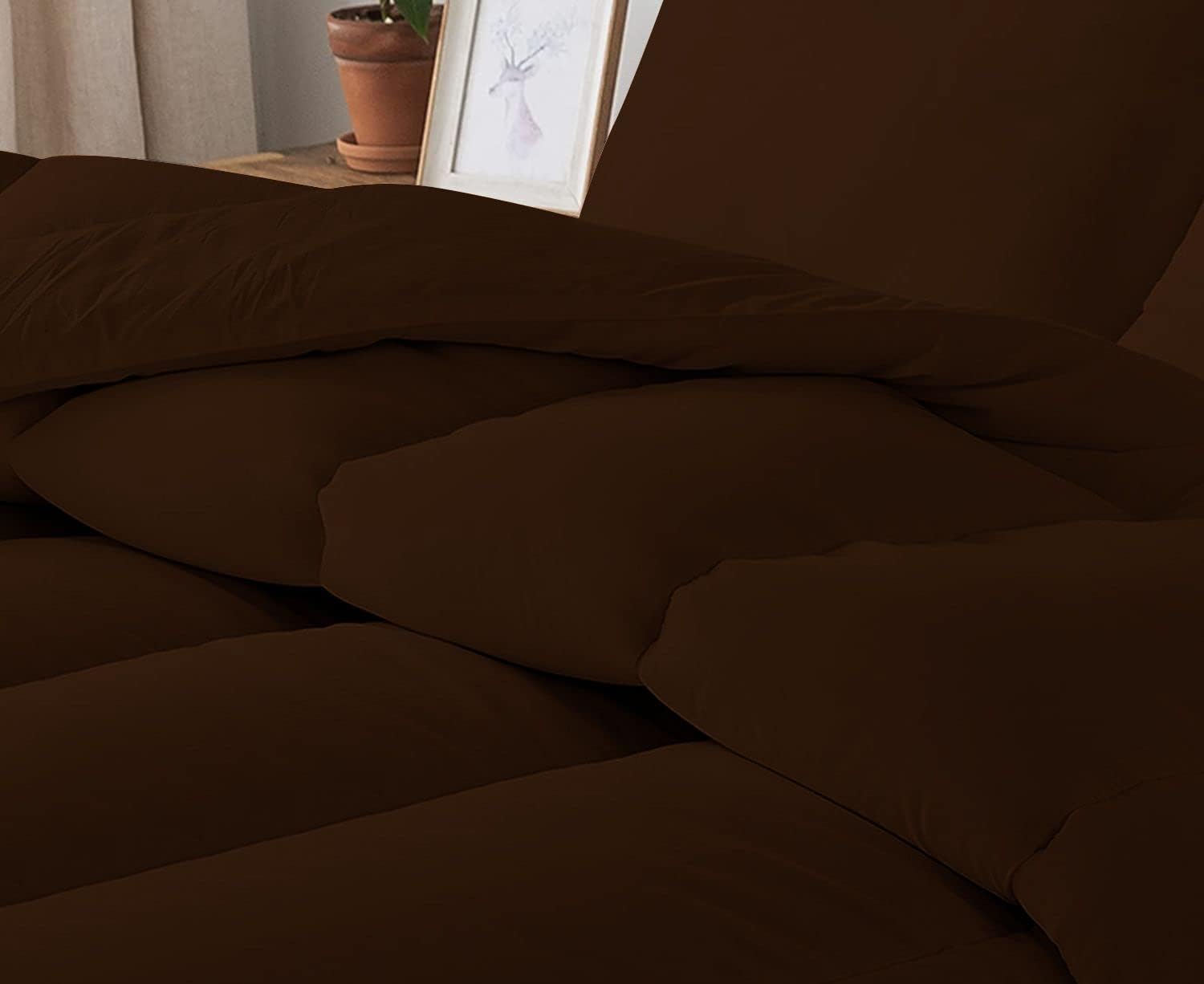 5 PC Straight Line Pattern Comforter Set Premium Super Soft 600 GSM All Season | 1000 Thread Count | 100% Egyptian Cotton ( Full/Queen Size, Chocolate Color)