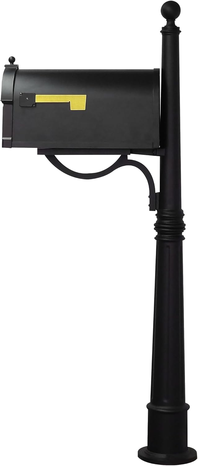 Special Lite Berkshire Curbside Mailbox with Aluminum Post - Black Mailbox with Ashland Post - SCB-1015_SPK-600-BLK
