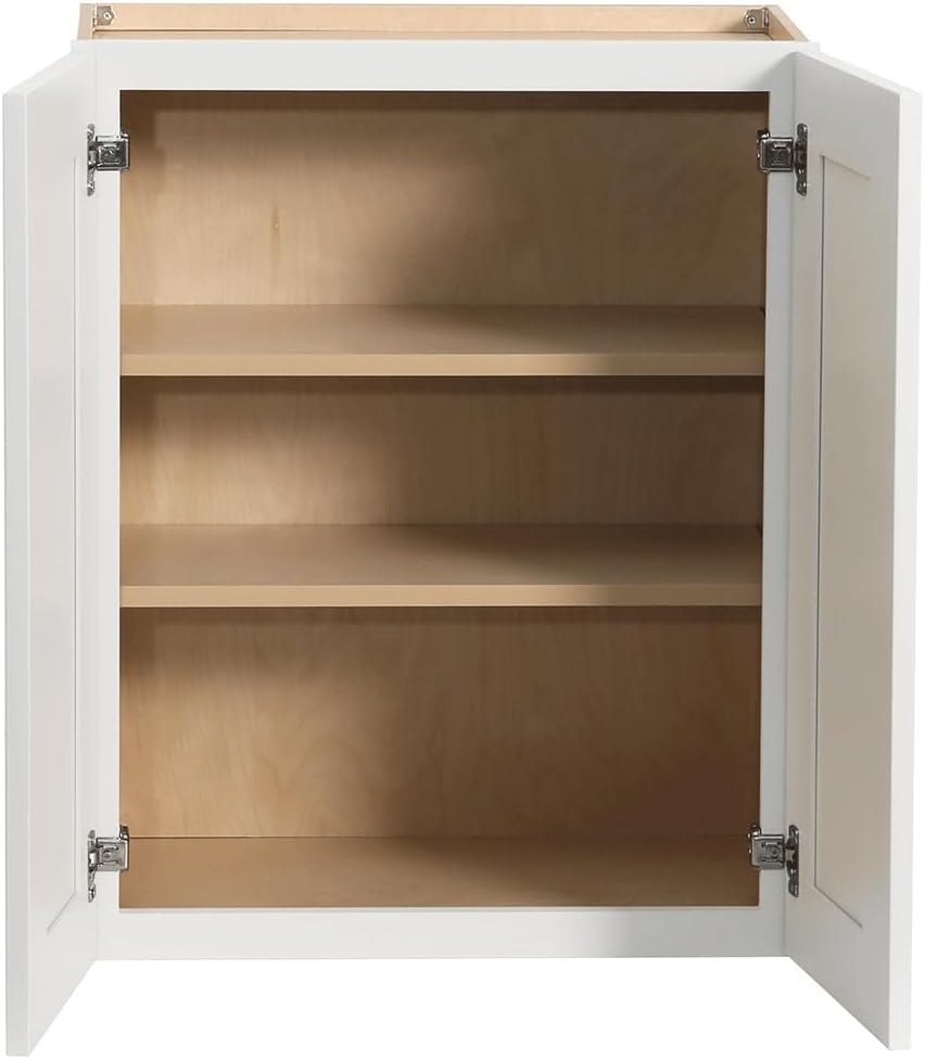 Solid Wood Wall-Mounted Medicine Cabinet, Kitchen Wall - Cabinet, Bathroom Cabinet Wall Mounted with Adjustable Shelves, 2 Doors Wall Calbinet (White, 33' W x 36' H x 12' D)