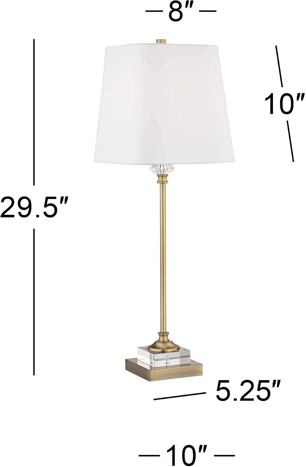 Regency Hill Julia 29 1/2' Tall Skinny Buffet Traditional Glam End Table Lamps Set of 2 Gold Clear Crystal Metal Living Room Bedroom Bedside Nightstand House Office Home Reading White Shade