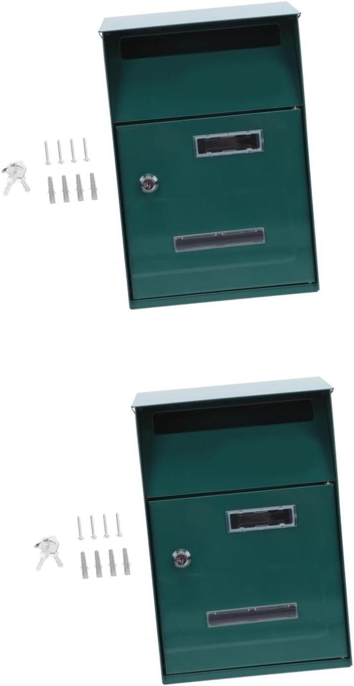 STOBOK 2pcs Modern Mailbox Wall Mount Outside Covered Mailbox Post Box Metal Letter Box