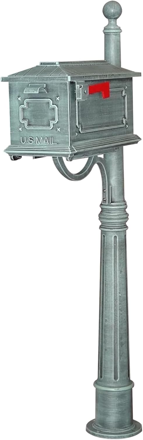 Special Lite Kingston Curbside Mailbox with Ashland Post - Verde Green Mailbox with Aluminum Post - SCK-1017_SPK-600-VG