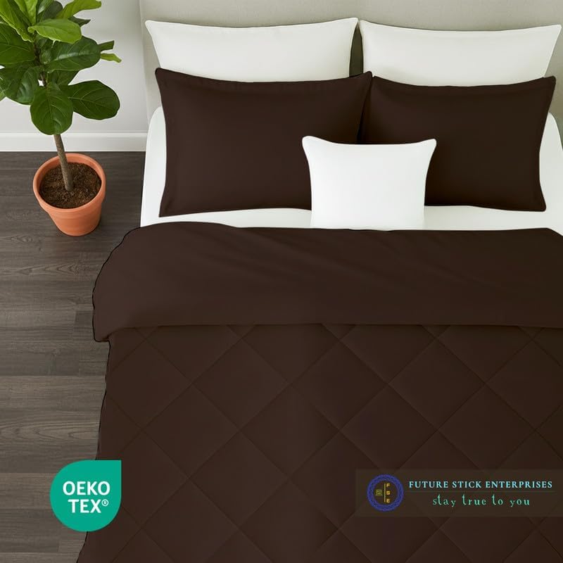 Egyptian Cotton Oversized Queen Size Comforter Sets - Chocolate Color, Soft Lightweight Bed Set, All Season Gray Bedding Sets - 1 Comforter & 2 Pillow case