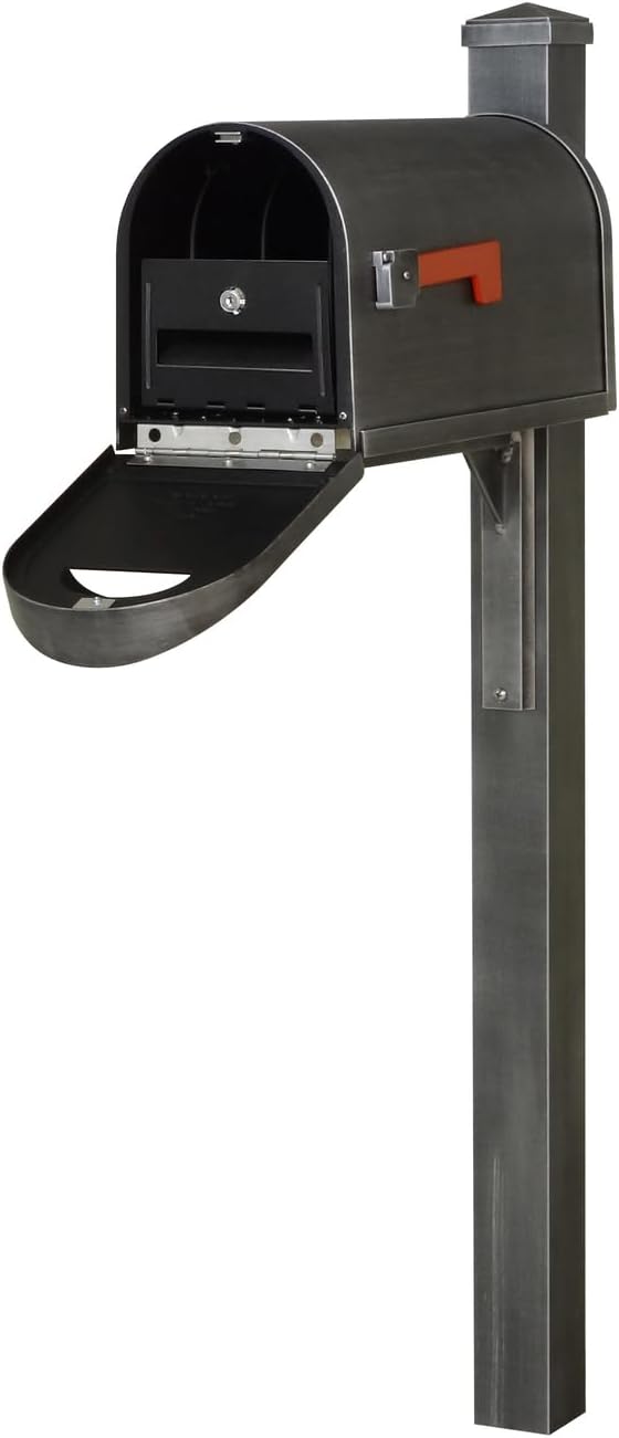Products SCC1008-SPK720-SW-LB998 Classic Curbside Mailbox wtih Locking Insert & Wellington with Direct Burial Mailbox Post Smooth