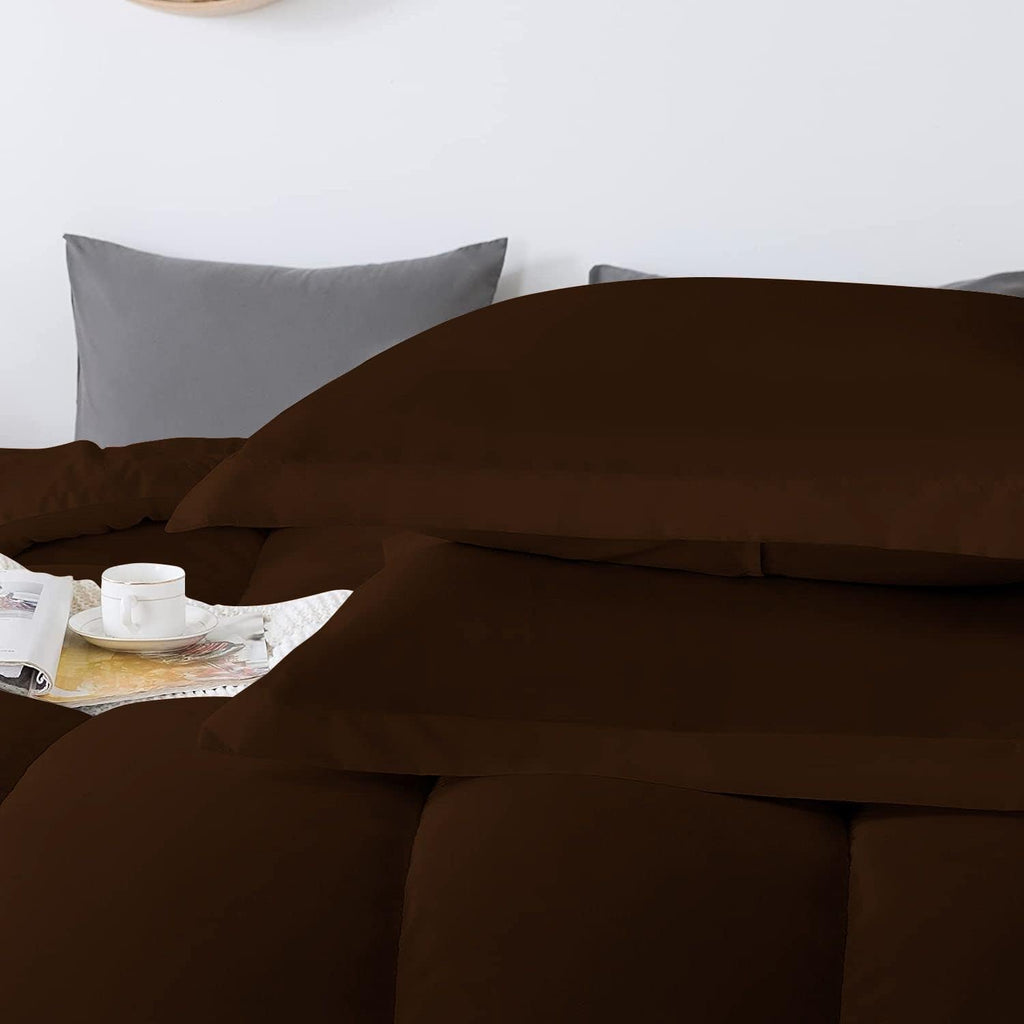 5 PC Straight Line Pattern Comforter Set Premium Super Soft 600 GSM All Season | 1000 Thread Count | 100% Egyptian Cotton ( Full/Queen Size, Chocolate Color)