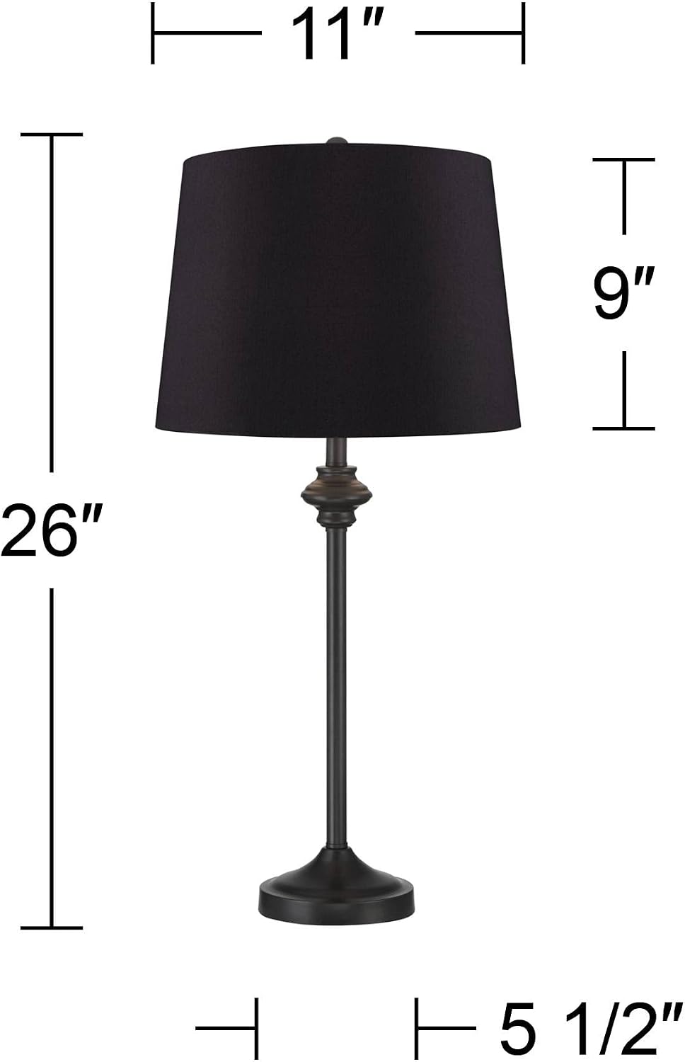 360 Lighting Lynn 26' Tall Skinny Buffet Modern Table Lamps Set of 2 Black Finish Metal Living Room Bedroom Bedside Nightstand House Office Home Reading Kitchen Entryway Console Family Dining