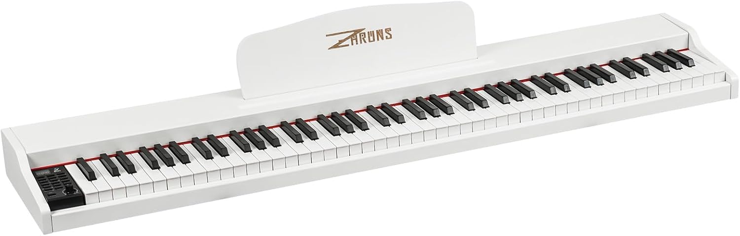 Digital Piano 88 Key Weighted, Full Size Electric Keyboard Piano for Beginners, Portable Piano Keyboard with Sheet Music Stand, Sustain Pedal, Power Adapter, White (Keyboard Only)