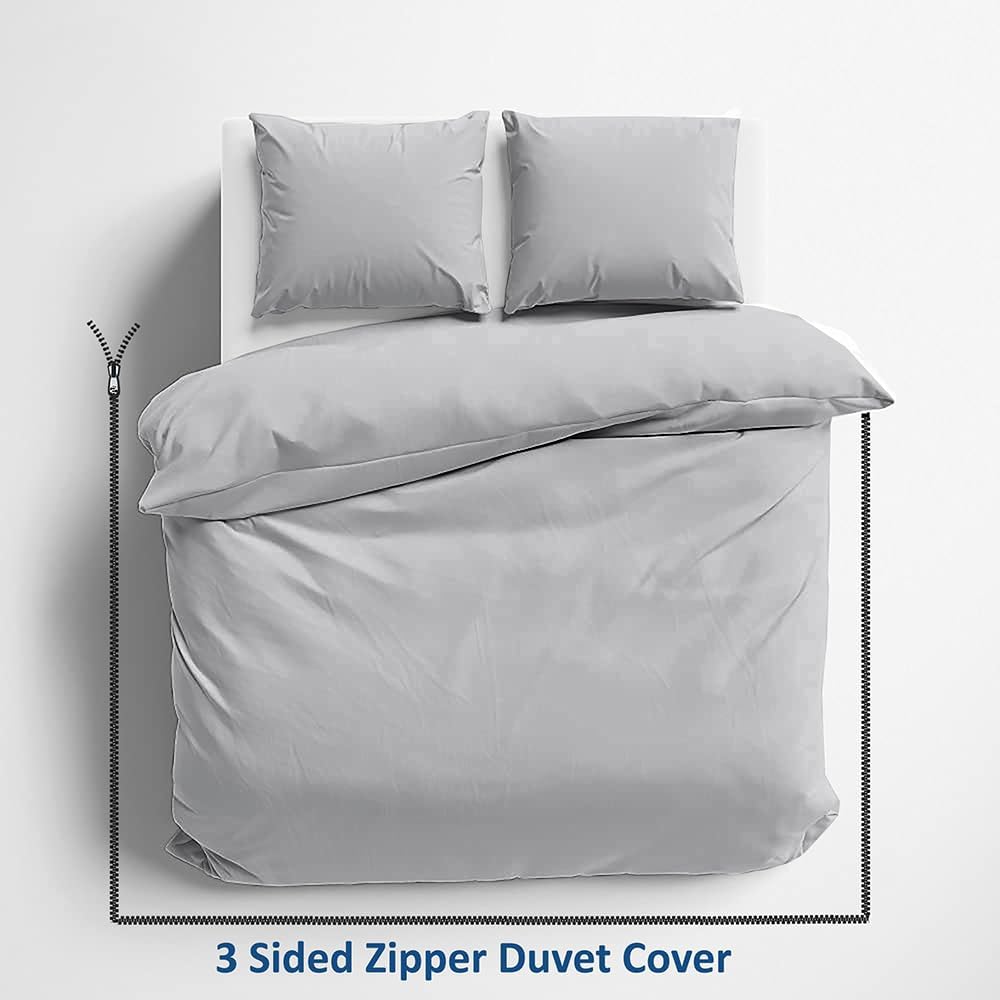 120x120 duvet cover set 3 Sided Zipper Close Super King Plus Size Silver Grey - Microfiber Duvet Cover Set with 3 Sided Zipper Close, 3 PCS Super King Plus Size Duvet Cover & 2 Pillow Cases(20'X40)