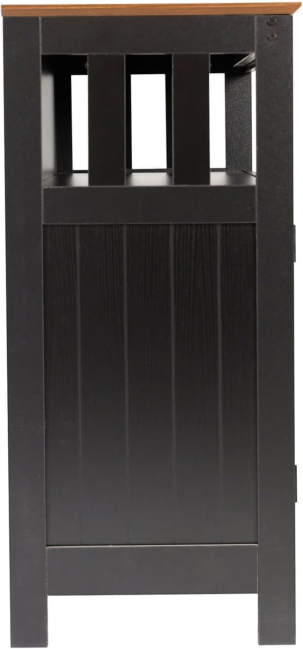 Flash Furniture Mayfield Buffet and Sideboard Cabinet, Double Door Storage Cabinet, Open Upper Storage Shelf, Waterproof Surface, 40' Wide, Black/Walnut