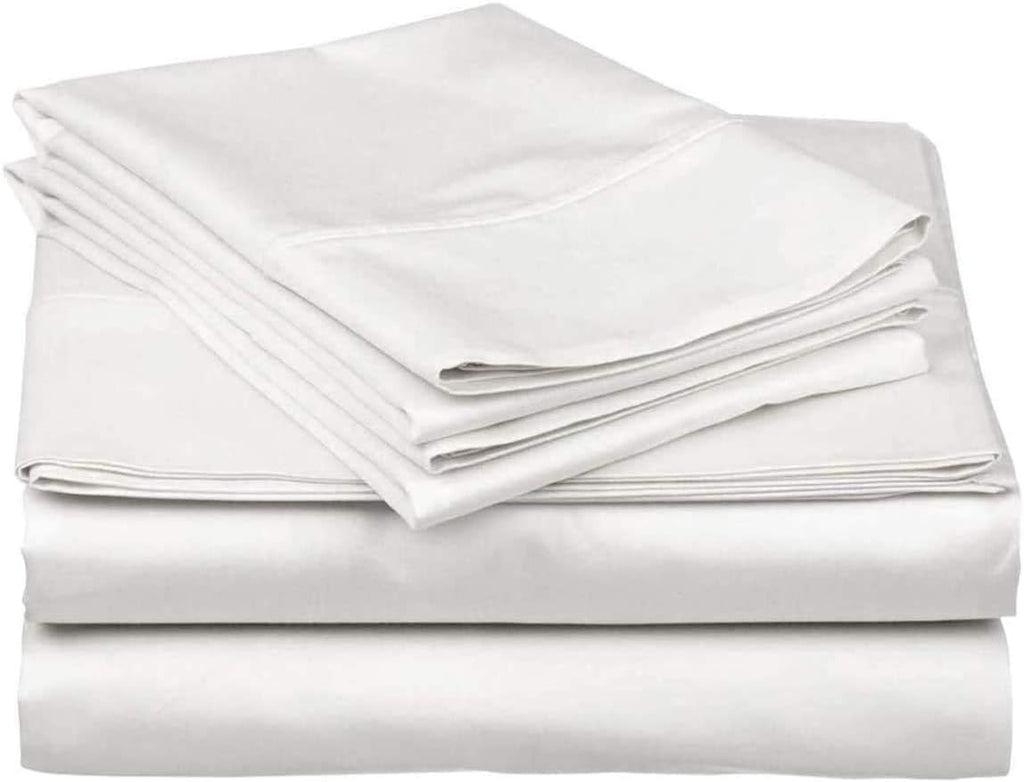 1200 Thread Count 6 Piece Bed Sheet Set, California King Size - 100% Egyptian Cotton with 21 Inch Extra Deep Pocket Premium Super Soft Hotel Quality Bedding (White Solid, California King Size)