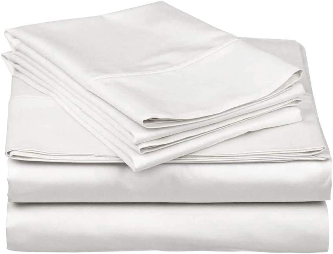 1200 Thread Count 6 Piece Bed Sheet Set, California King Size - 100% Egyptian Cotton with 21 Inch Extra Deep Pocket Premium Super Soft Hotel Quality Bedding (White Solid, California King Size)