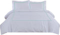BedDecor Luxury 400-TC Egyptian Cotton 5PC Embroidered Duvet Cover Set with Beautiful 2-Stripe Embroidery(Aqua Blue, Full/Queen)
