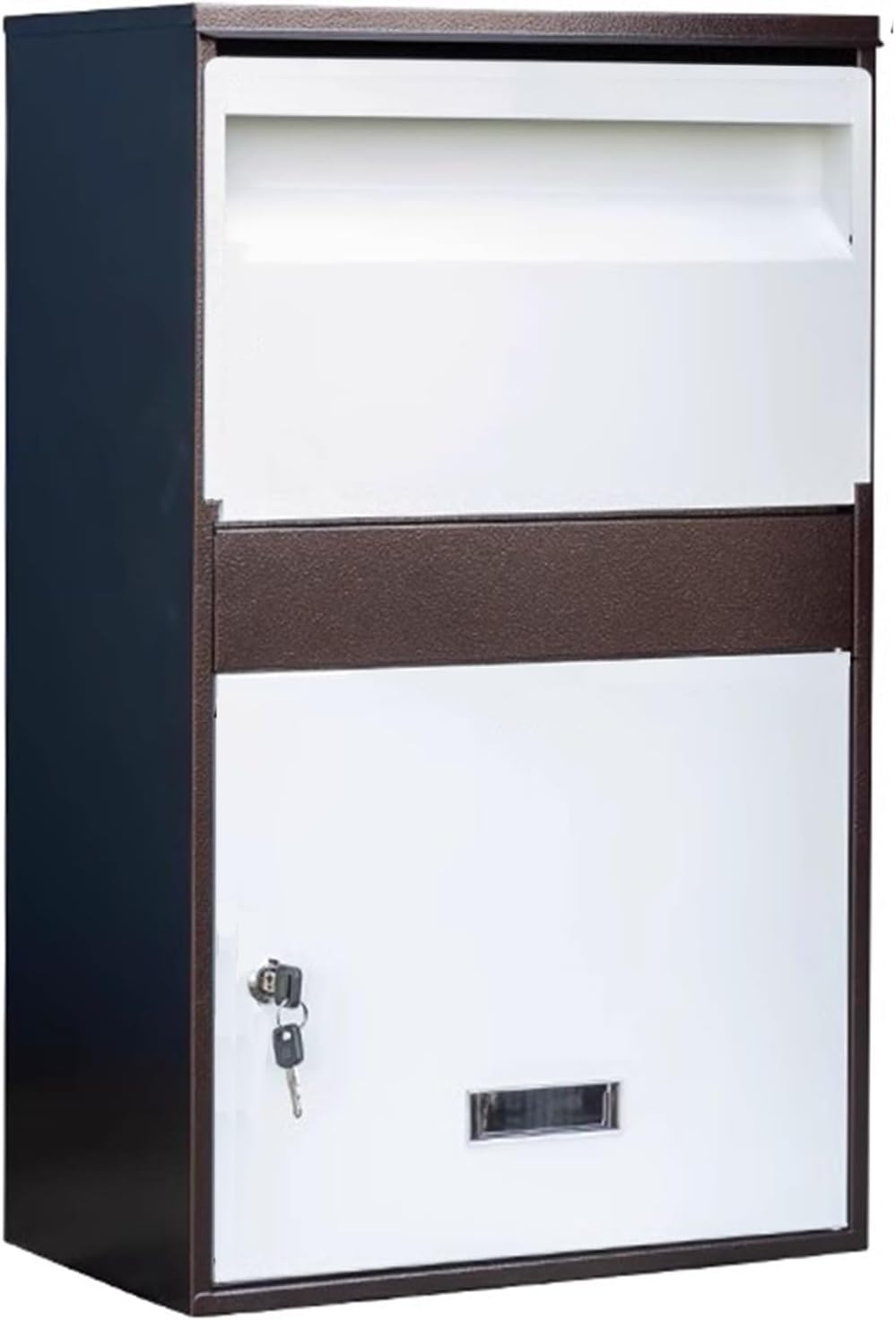 Mail Boxes for House Outside, Mailboxes for Outside With Post, Large Mailbox, Mailbox with Post, Metal Mailbox, Post Mount Mailbox, Large Package Delivery, Parcel Mail Steel Drop Box(Brown,Small)