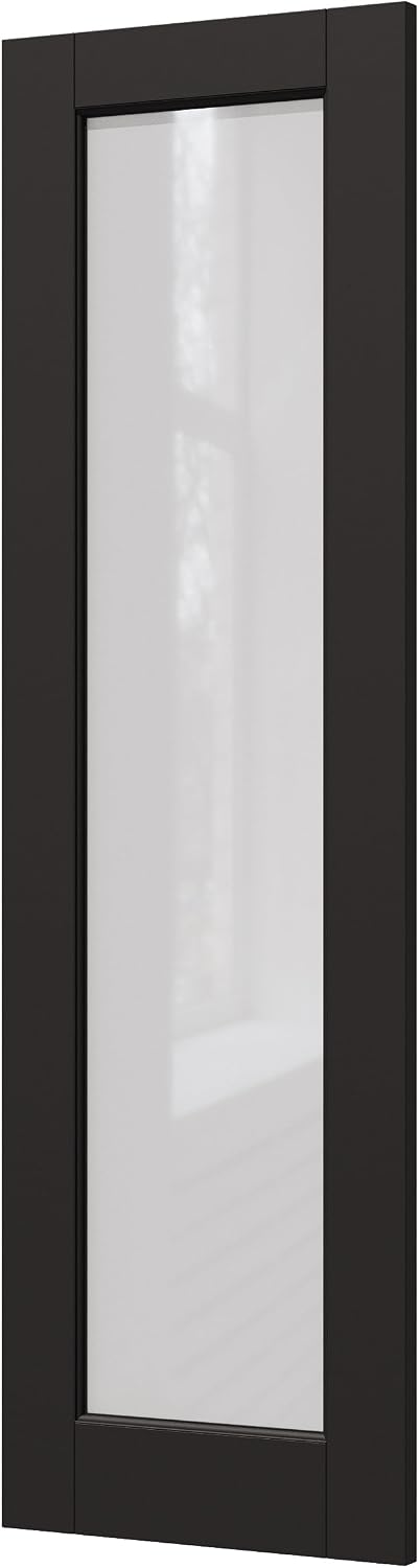 WINSTELLAR 24 x 80 1-Panel Black Prebuilt Interior Frosted Glass Door Slab, Interior Doors for Home, Bedroom, Pantry, Laundry Room as Prehung, Pocket, French, Barn Doors, White Door Panel