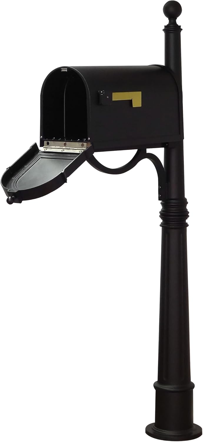 Special Lite Berkshire Curbside Mailbox with Aluminum Post - Black Mailbox with Ashland Post - SCB-1015_SPK-600-BLK