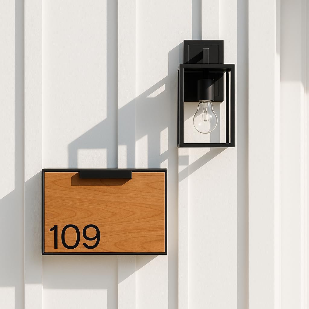 Movo Home Wall Mount Mailbox, Modern Wood Mailbox for House Allen