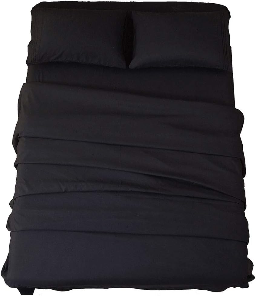 Super Soft Luxury Premium Quality 800 TC Egyptian Cotton 6 Piece Bedding Bed Sheet Set Eco Friendly Wrinkle Free Sheets 20-Inch Deep Pocket Queen Black