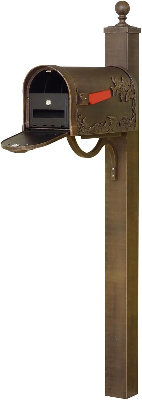 Products Durable Hummingbird Curbside Mailbox with Locking Insert and Springfield Mailbox Post, Copper