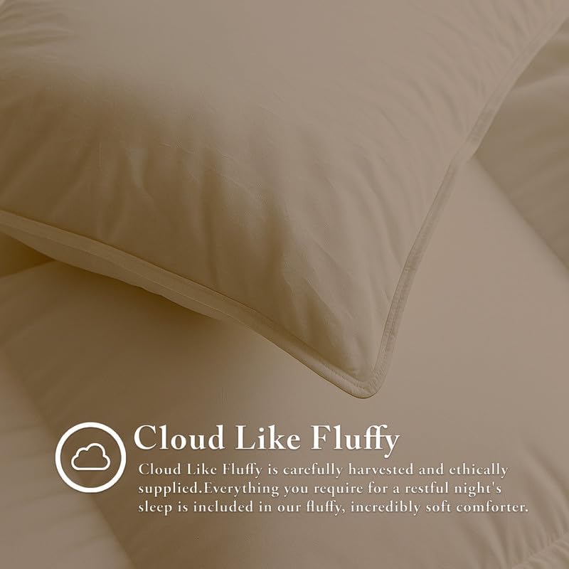 Egyptian Cotton King Size Comforter Sets - Taupe Color, Box Stitched Soft Lightweight Bed Set, All Season Gray Bedding Sets - 1 Comforter and 2 Pillow case
