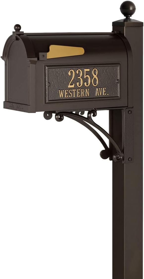 Whitehall™ Personalized Whitehall Capitol Mailbox with Side Address Plaques and Post Package (4 Colors Available)