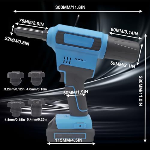 Cordless Riveting Tool Kit, Brushless Automatic Riveting Gun, Pneumatic Rivet Nut Gun. Suitable for Metal, Wood, and Plastic.