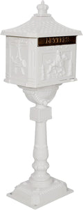 Mailbox, Heavy Duty Cast Aluminum Postal Box, Mail Box with 2 Keys for Courtyard Villa Decoration - White