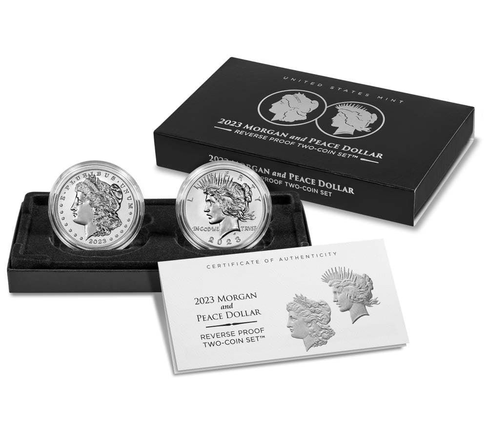2023 S Rare Coins 2023-S Reverse Proof $1 Morgan and Peace Silver Dollar Coin Set 23XS $1 US Mint Proof
