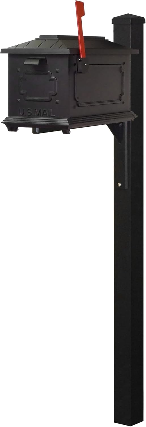 Special Lite Kingston Curbside Mailbox with Wellington Post - Black Aluminum Mailbox with Post - SCK1017_SPK720-BLK