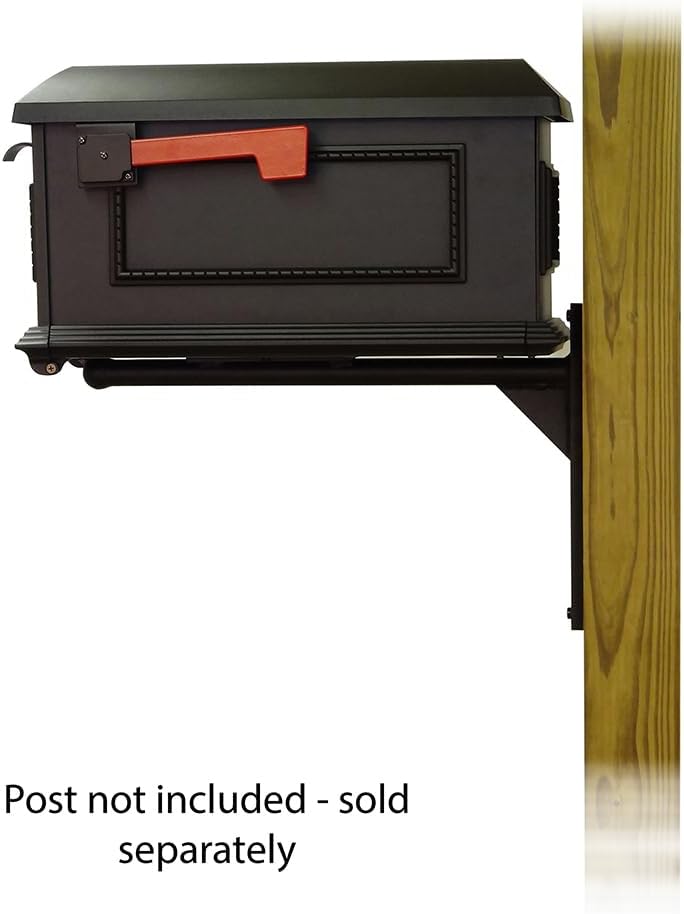 Special Lite Traditional Curbside Mailbox with Ashley Front Single Mailbox Mounting Bracket - TC-ASH-FS-1010-BLK