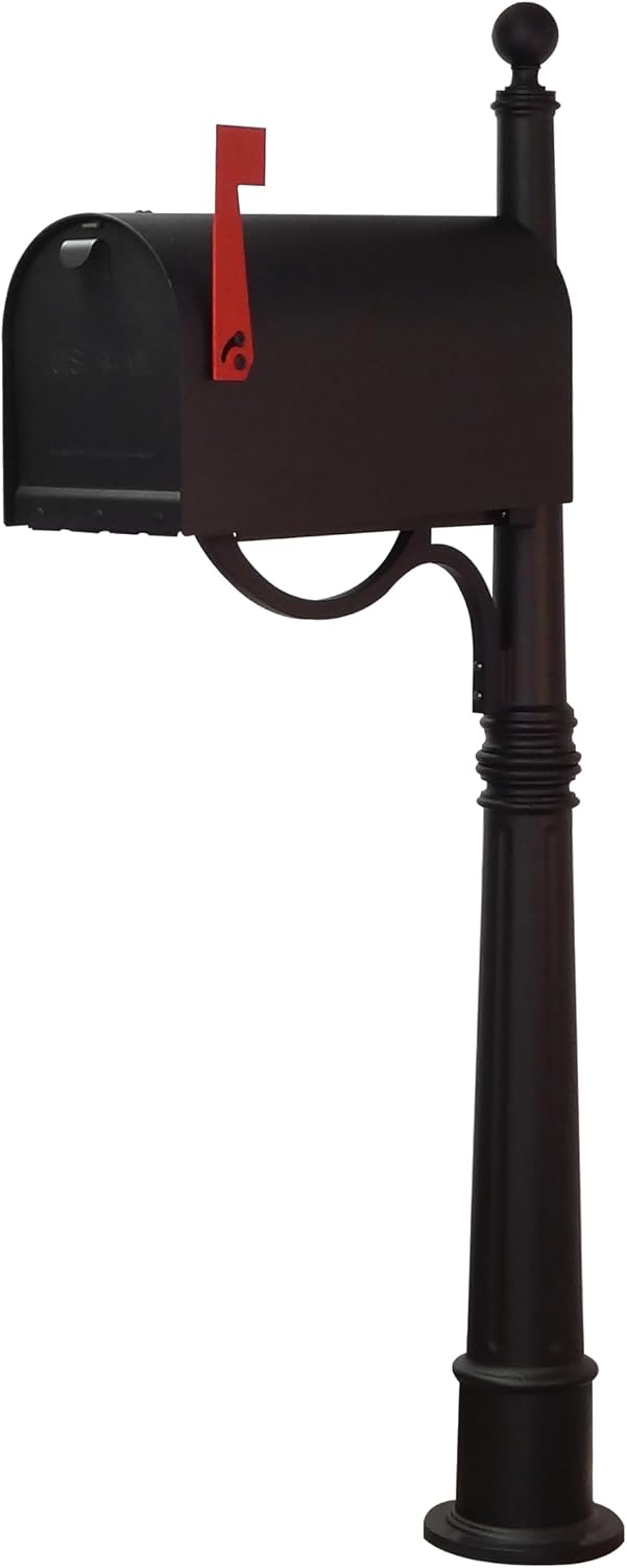 Titan Steel Curbside Mailbox with Ashland Post - Black Mailbox with Aluminum Post - SCH-1016S_SPK-600-BLK