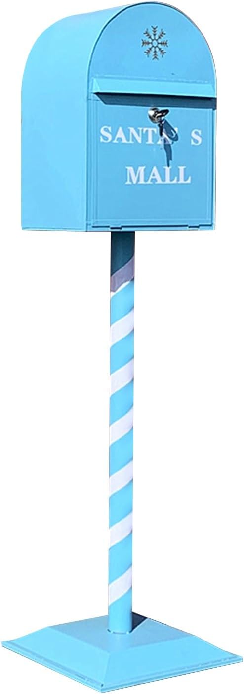 Key Drop Box Wall Mount Mailbox Mailboxes for Outside Wall Mount, Metal Mailbox, Mount Mailbox and in Ground Post kit, Mailbox Post System(Light Blue)