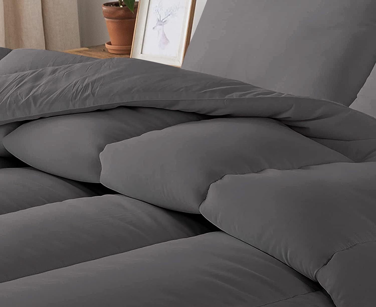 5 PC Straight Line Pattern Comforter Set Premium Super Soft 600 GSM All Season | 1000 Thread Count | 100% Egyptian Cotton ( Full/Queen Size, Dark Grey Color)