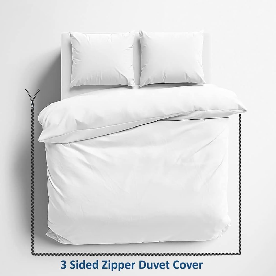 800TC 3 Sided Zipper Duvet Cover Set Soft Egyptian Cotton 3 Sided Zipper Closure, 3 PCS 1-Duvet Cover & 2- Pillow Shams - King-XL Size (98' x 116') Inches, (Solid Navy Blue)