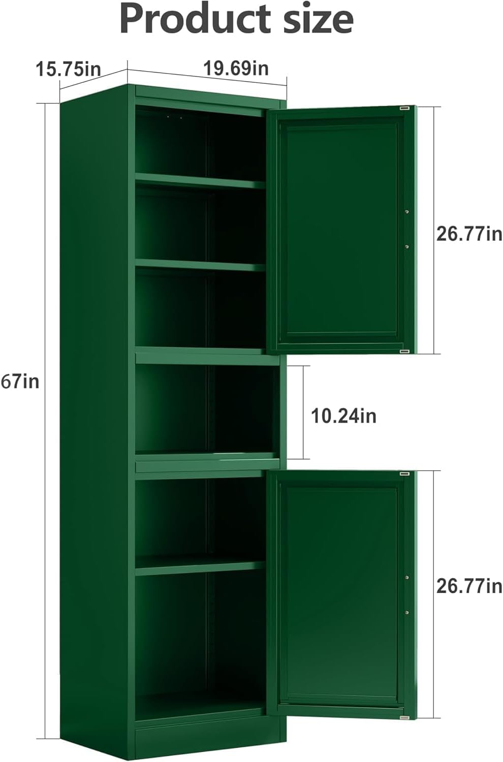 Metal Tall Narrow Kitchen Pantry Cabinet,Tall Bathroom Storage Cabinet,67' High Bathroom Organizers with Doors and Adjustable Shelves for Bathroom, Kitchen,Small Spaces