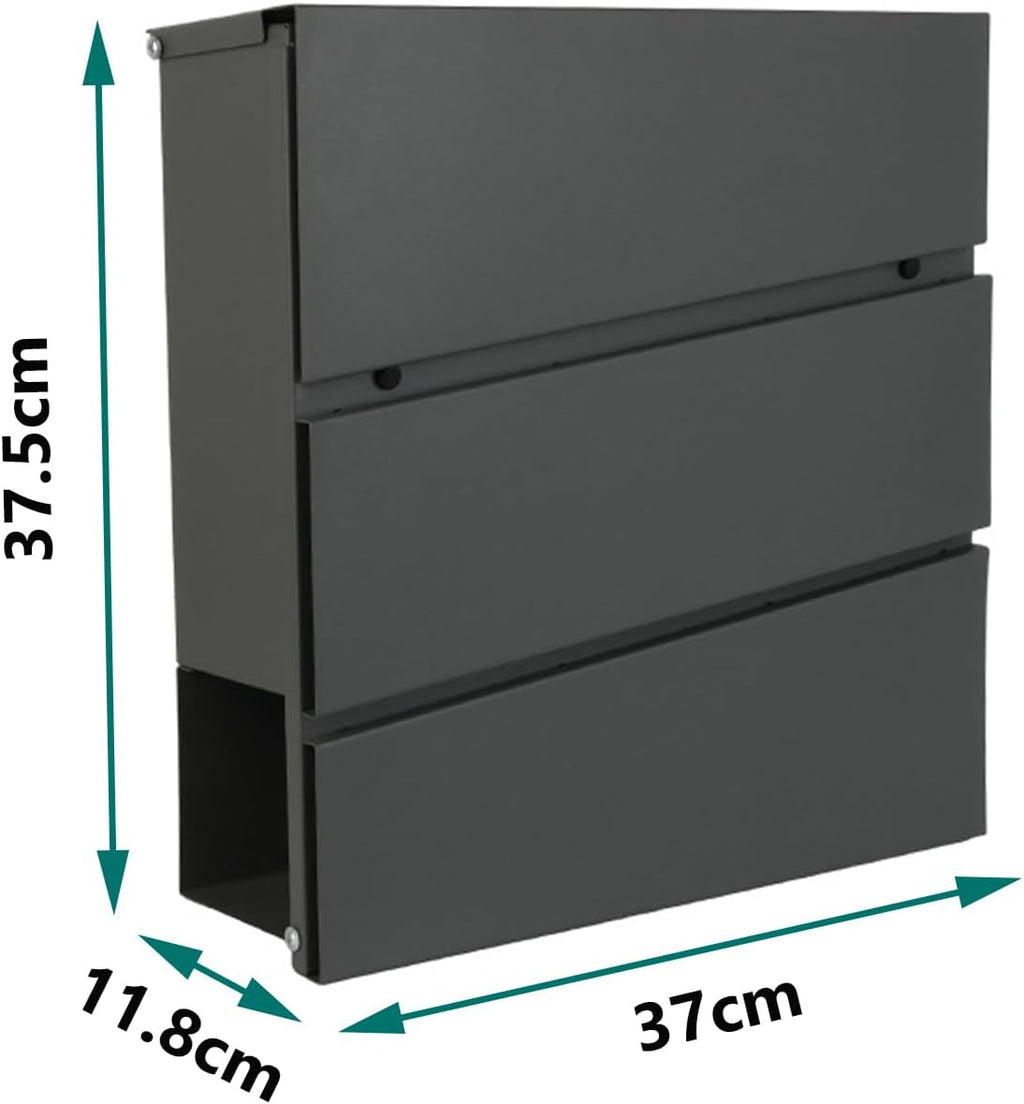 Wall Mounted Locking Mailbox, Large Capacity Metal Mail Box, Key Drop Box with Key Lock, Mailbox Wall Mount, Postbox for Home Office