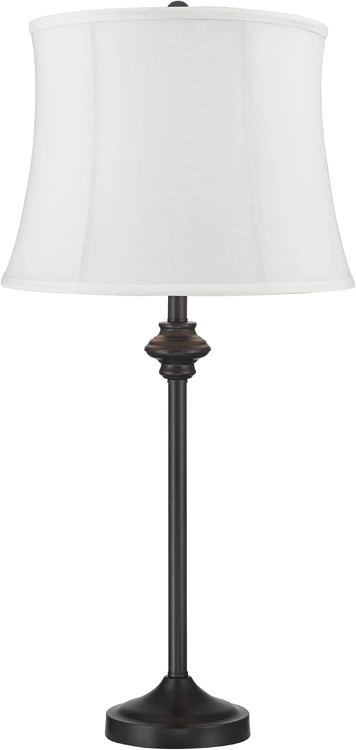 360 Lighting Lynn Modern Buffet Table Lamps 26' Tall Skinny Set of 2 Black Metal Cream White Fabric Softback Drum Shade Decor for Living Room House Home Bedroom Nightstand Dining Family Entryway