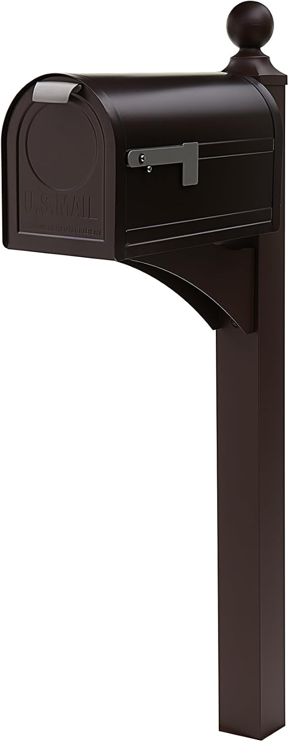 Architectural Mailboxes Landover Aluminum Mailbox Post with Arlington Large Textured Bronze Mailbox