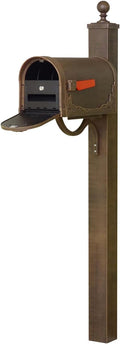 Decorative Rust-Free Floral Curbside Mailbox with Locking Insert and Springfield Mailbox Post, Copper