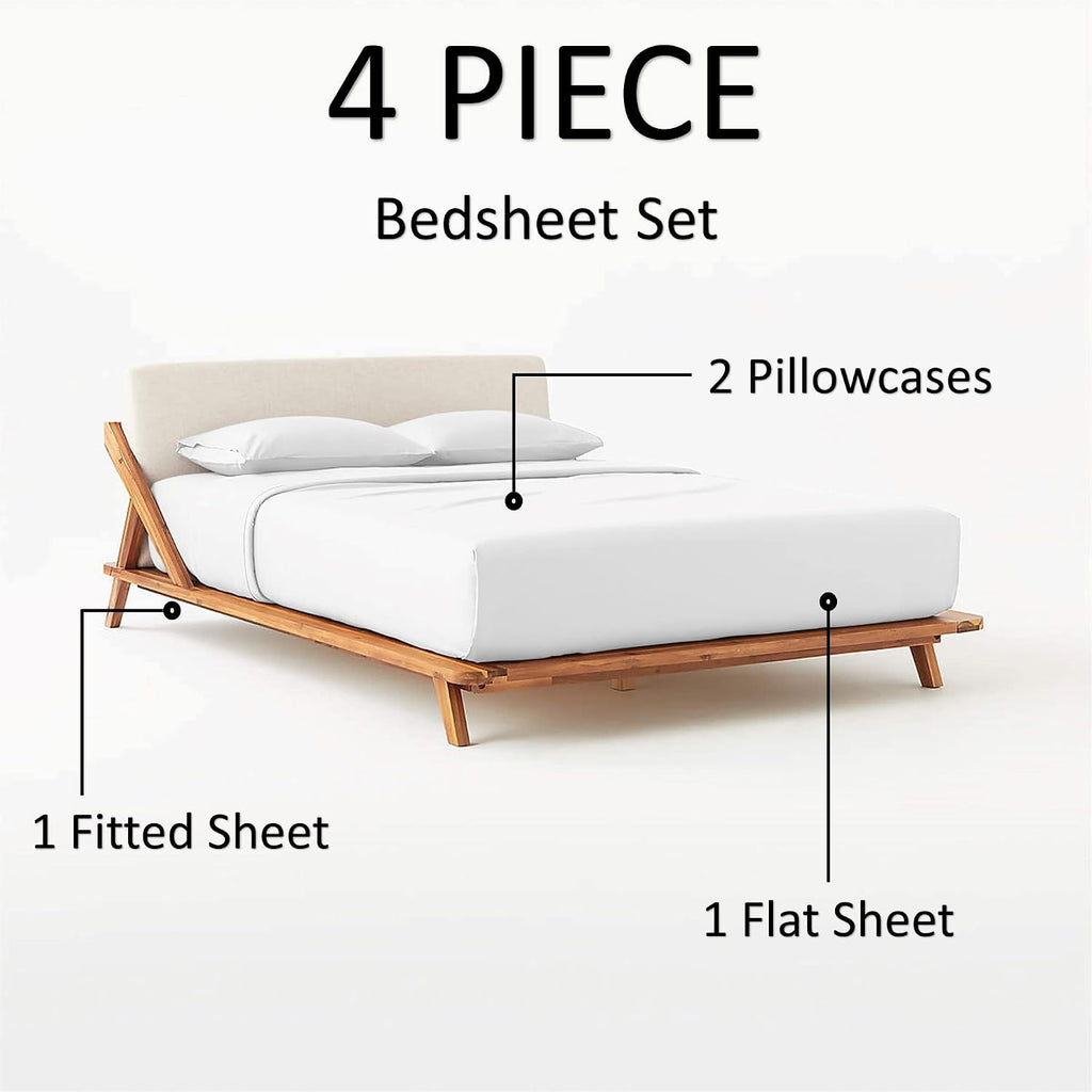Texas King Size Luxury 400 Thread-Count Soft Crisp Percale Weave 100% Egyptian Long Staple Cotton Bed Sheets Sheet Set 18 Inch Deep-Pockets - Texas King, Percale White