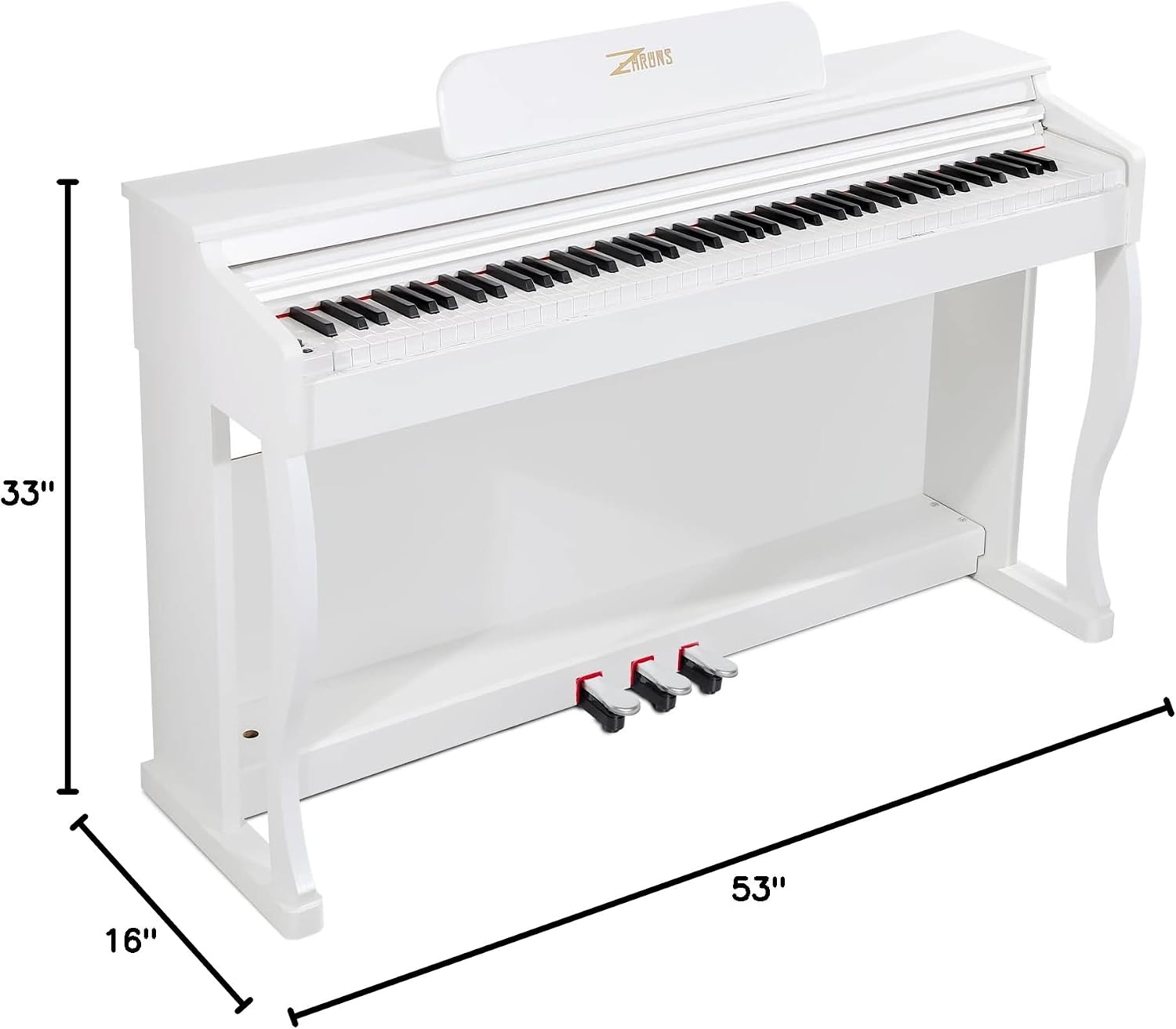 Digital Piano, 88 Key Weighted Keyboard Piano, Full-size Electric Piano Keyboard with Sheet Music Stand, Triple Pedal, Power Adapter, Supports USB-MIDI Connecting (White)