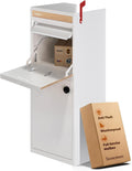 Hudson USPS Compatible Mailbox, Snow White/Oak Package Mailbox, Anti-Theft Locking Parcel Drop Box for Porch Or Curbside, Large Mailbox for Packages, Weather-Sealed Powder Coated Steel
