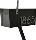 Contemporary Post-Mount Mailbox - Aluminum Black Body with Aluminum Door, Numbers and Flag - Large Customized Mailbox - Type 4 (Metallic Gray)