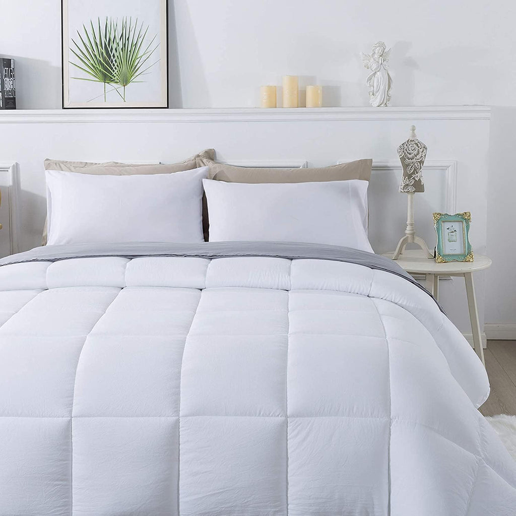 Olivia Rocco 3 Piece 1000 Thread Count Comforter Set Oversized Queen Size (98' x 98') Inch 100% Egyptian Cotton Comforter 400 GSM Soft Quality - White Solid