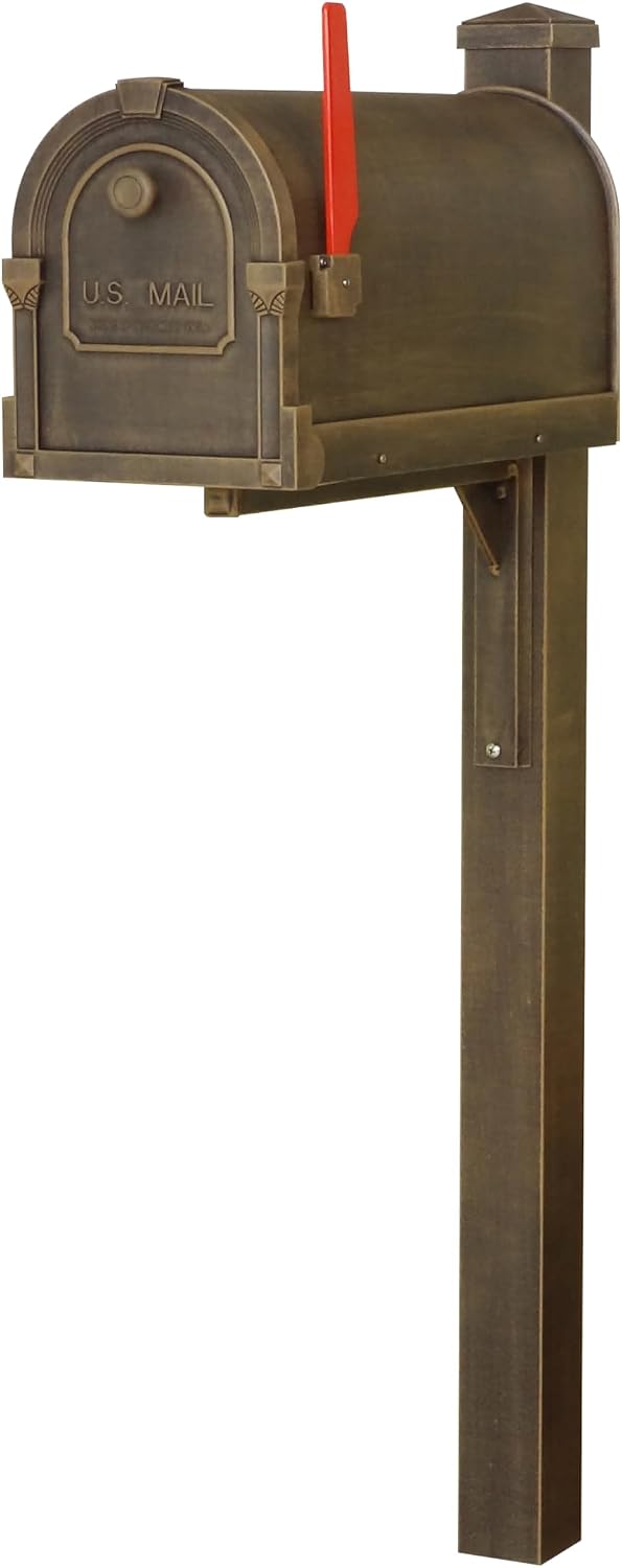 Special Lite Savannah Curbside Mailbox with Wellington Post - Copper Aluminum Mailbox with Post - SCS1014_SPK720-CP